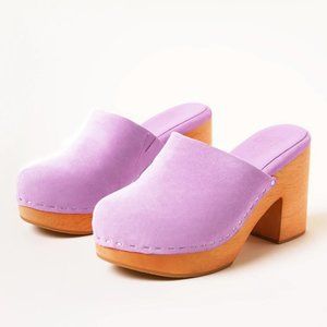 Charlotte Stone Marlo Lavender Wooden Bottom Clogs sz. 11
